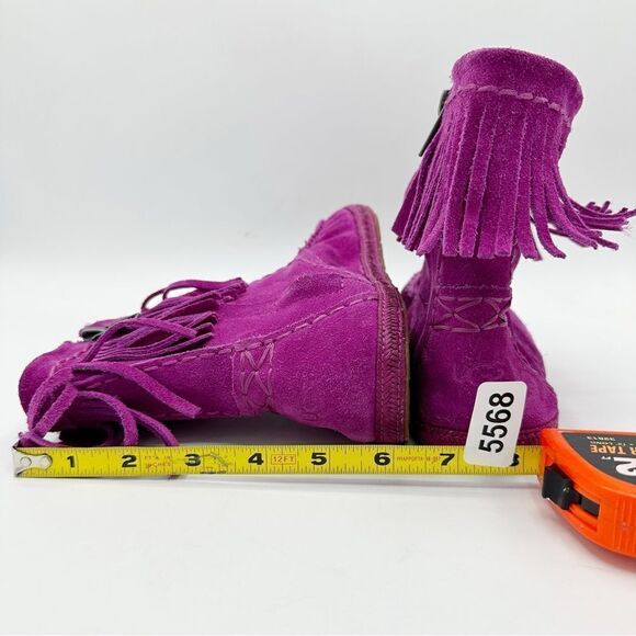 UGG Kaysa Pink Moccasin Suede Leather Fringe Boots Size Women's 4 - Picture 9 of 13